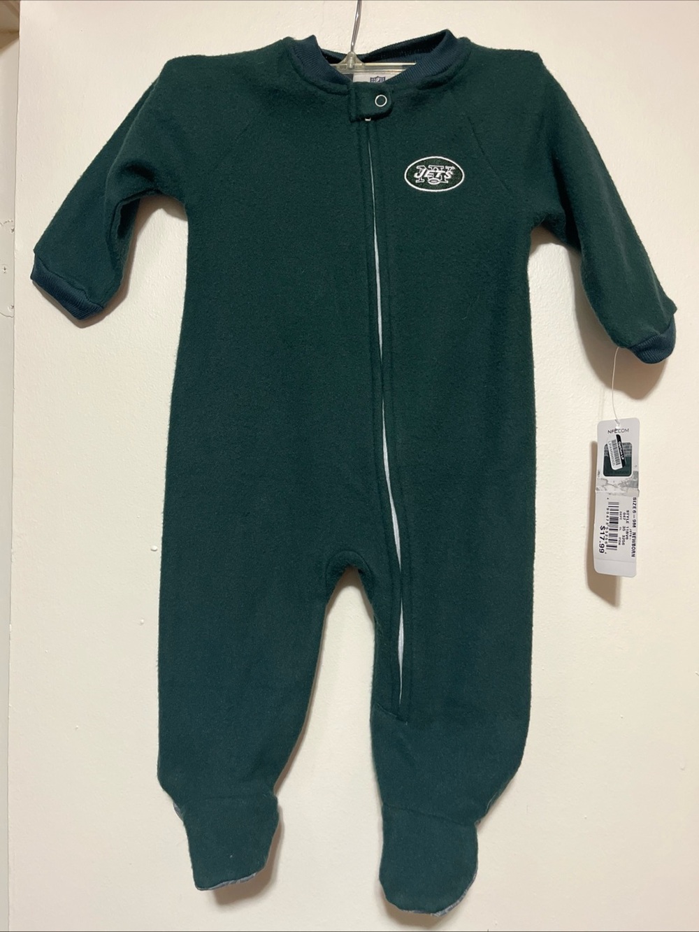 NFL New York Jets Dark Green Baby Fleece Footed One-Piece